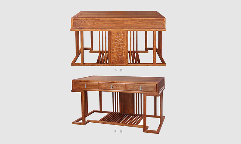 岚皋 别墅中式家居书房装修实木书桌效果图